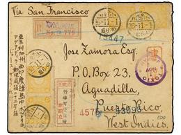 1029 JAPON. 1903 (Nov 1). Registered Cover From TOKYO Franked By 1899-1907 <B>5s.</B> Yellow (4) All Tied By <B>Japanese - Other & Unclassified