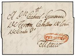 1042 MEXICO. 1798. VERACRUZ A MEXICO. Marca <B>VERACRUZ</B> En Rojo. Magnífica Y Muy Rara Carta Completa Circulada En El - Andere & Zonder Classificatie