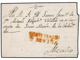 1044 MEXICO. 1802 (30-Junio). S. MIGUEL A MEXICO. Marca <B>VILLA DE S./MIGUEL EL GRE. </B>en Rojo. Extraordinartiamente  - Autres & Non Classés