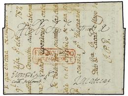 1047 MEXICO. (1806). Envuelta Circulada A ZACATECAS. Marca <B>FRANQUEADO / EN SOMBRERETE</B> (nº 3) En Rojo. MUY RARA. - Other & Unclassified