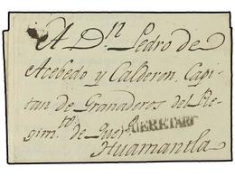 1051 MEXICO. 1808 (2-Abril). QUERETARO A HUAMANTLA. Marca Lineal <B>QUERETARO</B> (nº 2). RARISIMA. - Other & Unclassified