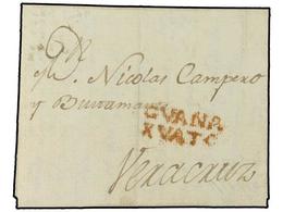 1053 MEXICO. 1809 (24-Abril). GUANAXUATO A VERACRUZ. Marca <B>GUANA / XUATO </B>en Rojo. MUY RARA. - Andere & Zonder Classificatie