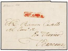 1061 MEXICO. 1820 (22-Enero). ALTIMIRA A VERACRUZ. Marca Lineal <B>ALTIMIRA</B> En Rojo. RARÍSIMA. - Autres & Non Classés