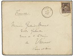 1068 MARRUECOS. 1889. TANGER A FRANCIA, Sobre Circulado Con Sello Francés De <B>25 Cts.</B> Negro S. Rosa, Mat. <B>TANGE - Autres & Non Classés