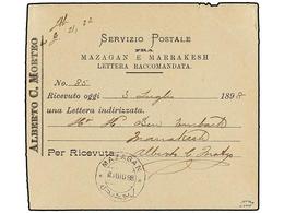 1069 MARRUECOS. 1898. RECIBO Del Servicio Postal De MAZAGAN A MARRAKESH De Alberto Morteo Con Fechador De MAZAGAN. - Andere & Zonder Classificatie