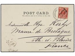 1072 MARRUECOS. 1900. Tarjeta Postal Circulada De CASABLANCA A FRANCIA Con Sello De <B>10 Pf.</B> Rojo Del Correo Alemán - Other & Unclassified