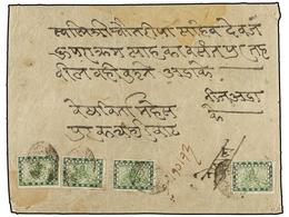 1081 NEPAL. Mi.22 (6). 1919 (January). KALAIYA To KATHMANDU. Registered Cover With Six <B>4 Pice</B> Stamps Cancelled Wi - Altri & Non Classificati