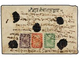 1085 NEPAL. Mi.22, 23, 24. 1929 (Jan.). POKHARA To KATHMANDU. Double-weight Registered Cover Franked With <B>4 Pice</B>  - Andere & Zonder Classificatie