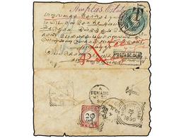 1107 INDIA HOLANDESA. 1899. Envelope From The INDIA Bearing <B>1/2 Cent.</B> Underpaid, Routed Overland Via Gapatam And  - Autres & Non Classés