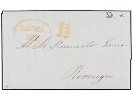 1118 PANAMA. 1851. PANAMÁ A RIO NEGRO. Marca <B>PANAMA/DEBE.</B> MUY BONITA. - Andere & Zonder Classificatie