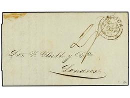 1120 PERU. 1851 (April 20). Cover From TACNA To LONDON Showing Framed <B>ARICA/AGENCY</B> (British Consulate) Marking In - Autres & Non Classés