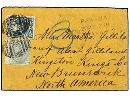 1125 PERU. 1878. CALLAO A NEW BRUNSWICK (Canada). Circulada Con Sello De Perú De <B>10 Ctvos.</B> Verde Y Sello Británic - Other & Unclassified