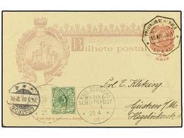 1145 ANGOLA. 1901 (April 16). <B>10r</B>. Rose & Lilac Postal Stationery Card Used To Germany, Pre-cancelled At Loanda A - Other & Unclassified