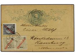 1146 ANGOLA. Sc.38, 104. 1914 (March 3). <B>10r.</B> Green Postal Stationery Card Used To HAMBURG Up-rated With 1898 <B> - Altri & Non Classificati