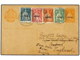 1147 PORTUGAL: AZORES. 1927. PONTA DELGADA A INGLATERRA. Entero Postal De <B>2 Cts.</B> Naranja Con Franqueo Adicional D - Other & Unclassified