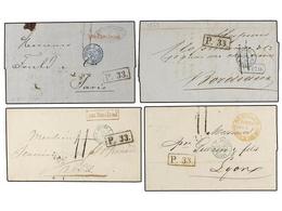 1168 RUSIA. 1862-65. RUSIA To FRANCE. 6 Covers With Various <B>AUS RUSSLAND </B>marks And <B>P.33</B> Exchange Marks (Va - Other & Unclassified