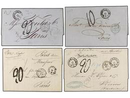 1189 SUECIA. 1856-64. STOCKHOLM A FRANCIA.<B> </B>Cuatro Cartas Fechadores De Entrada Por <B>ERQUELINES </B>y <B>QUIEVRA - Autres & Non Classés