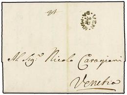 1200 TURQUIA. 1728 (23 Abril). GALATA To VENETIA. Entire Letter With Oval<B> VEN.DA.MAR</B> Mark. Very Fine And Rare. - Other & Unclassified