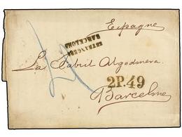 1205 TURQUIA. 1874. SMYRNA To BARCELONA (Spain). Entire Letter Send Unfranked Via Marseille Via <B>ESTRANGERO/BARCELONA  - Other & Unclassified