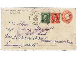 1226 PUERTO RICO: OCUPACION ESTADOS UNIDOS. 1900. SAN JUAN A ALEMANIA. Entero Postal USA De <B>2 Ctvos.</B> Con Franqueo - Sonstige & Ohne Zuordnung