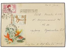 1240 VIETNAM. Mi.43, 70. 1956. HANOI To RUSSIA. <B>10 D.</B> And <B>150 D.</B> Variety Blue Misplaced. Rare On Cover, Ar - Andere & Zonder Classificatie