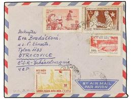 1243 VIETNAM. Mi.13A, 25, 52, 65. 1957. HANOI To CZECHOSLOVAQUIA. <B>50 D., 150 D., 300 D.</B> And <B>500 D.</B> (defect - Sonstige & Ohne Zuordnung