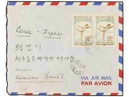 1249 VIETNAM. Mi.70 (2). 1959. HANOI To NORTH KOREA.<B> 150 D. </B>(2)<B> AIR MAIL</B> Cover Rare Destination, Arrival O - Andere & Zonder Classificatie