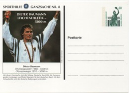 BRD Sporthilfe Ganzsache Nr. 8 Dieter Baumann - 3000m Postfrisch; Postal Stationery Track And Field 3000m; Mint - Private Postcards - Mint