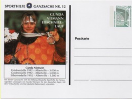 BRD Sporthilfe Ganzsache Nr. 12 Gunda Niemann  - Eisschnelllauf Postfrisch; Postal Stationery Speed Skating; Mint - Private Postcards - Mint
