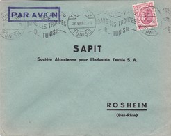 Lettre Commerciale De Tunis Tunisie Pour SAPIT Rosheim 1952 - Lettres & Documents