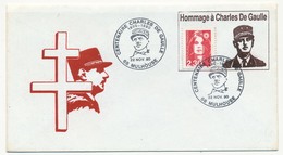 FRANCE => Envel Porte Timbre Imprimé "Hommage à Charles De Gaulle" - Cachet "Centenaire C. De G. 68 MULHOUSE" 1990 - De Gaulle (Generaal)