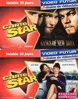 2 CARTES VIDEO FUTUR  CARTES STAR  *Décalage Horaire  *Gangs Of New York - Subscription