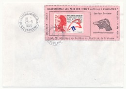 FRANCE => Enveloppe Porte Timbre Artisanal "Collectionnez Les Plis Des Terres Australes" 35 Chartres De Bretagne 1988 - Lettere