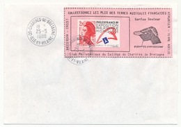 FRANCE => Enveloppe Porte Timbre Artisanal "Collectionnez Les Plis Des Terres Australes" 35 Chartres De Bretagne 1988 - Covers & Documents