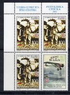 BOSNIAN SERB REPUBLIC 2002 First Solo Atlantic Flight 0.50 Block Of 3 + Label MNH / **.  Michel 239 - Bosnia Herzegovina