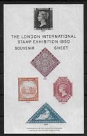 U.K. Sheetlet London 1950 Stamp Exhibition Reproductions Of  GB 1 Nova Scotia,  Ceylon, Cape - Prove & Ristampe