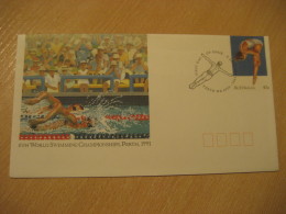 PERTH 1991 DIVING Trampolin Saut Jump Swimming Cancel Postal Stationery Cover AUSTRALIA - Buceo