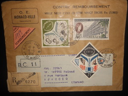 Monaco Lettre Recommande De Monte Carlo 1959 Pour Ajaccio - Briefe U. Dokumente