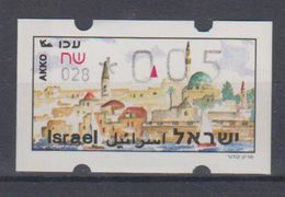 ISRAEL 1988 SIMA ATM AKKO 0.05 SHEKELS NUMBER 028 - Vignettes D'affranchissement (Frama)