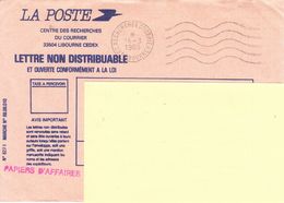 Enveloppe De Service De La Poste-centre De Recherche Du Courrier De Libourne-avec Flamme Correspondante De 1989 - Used
