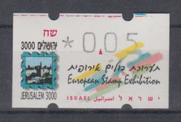 ISRAEL 1996 ATM KLUSSENDORF JERUSALEM 3000 EUROPEAN STAMP EXHIBITION 0.05 SHEKELS NUMBER 008 - Automatenmarken (Frama)