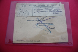 1945 Tarif 2FF Gandon Seul Sur Lettre (durée 10 Mois)  Tombée En Rebut Étiquette Paris - Crash Post