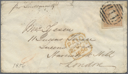 Br Victoria: 1855/1858 (ca.), Unusual Group With 7 Covers With Six Bearing Woodblocks 6d Dull Orange (m - Storia Postale