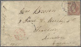 Br Victoria: 1855/1858 (ca.), Unusual Group With 7 Covers With Six Bearing Woodblocks 6d Dull Orange (m - Covers & Documents