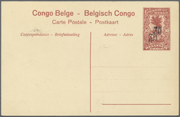 GA Belgisch-Kongo: 1921, Stationery Card 30 On 10c. Red, Lot Of Six Unused Cards Showing Varieties: Shi - Andere & Zonder Classificatie