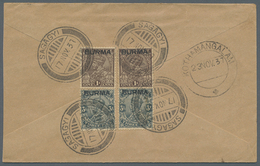 Br/O Birma / Burma / Myanmar: 1860-1935: Group Of 15 Indian Stamps And 12 Covers Franked With Indian Stam - Myanmar (Birmanie 1948-...)