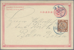 GA/Br China: 1897/1937, Lot Stationery Mint And Mostly Used (6) Resp. Covers/franked Ppc (8). Also Singapo - Autres & Non Classés