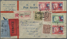 Br/O/ China: 1946/48 (ca.), Covers To Foreign (7) Inc. R-express To USA; Also 1932/48 Used In Bag Inc. Lar - Andere & Zonder Classificatie