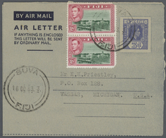 GA Fiji-Inseln: 1944/1990 (ca.), Accumulation With About 540 Unused And Used/CTO Airletters And AEROGRA - Fiji (...-1970)