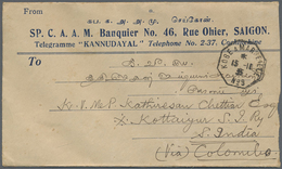 Br/ Französisch-Indochina: 1903/37, Covers (ca. 90), A. O. Red Haiphong Of 1901, Ship Post Marking "KOBE - Storia Postale